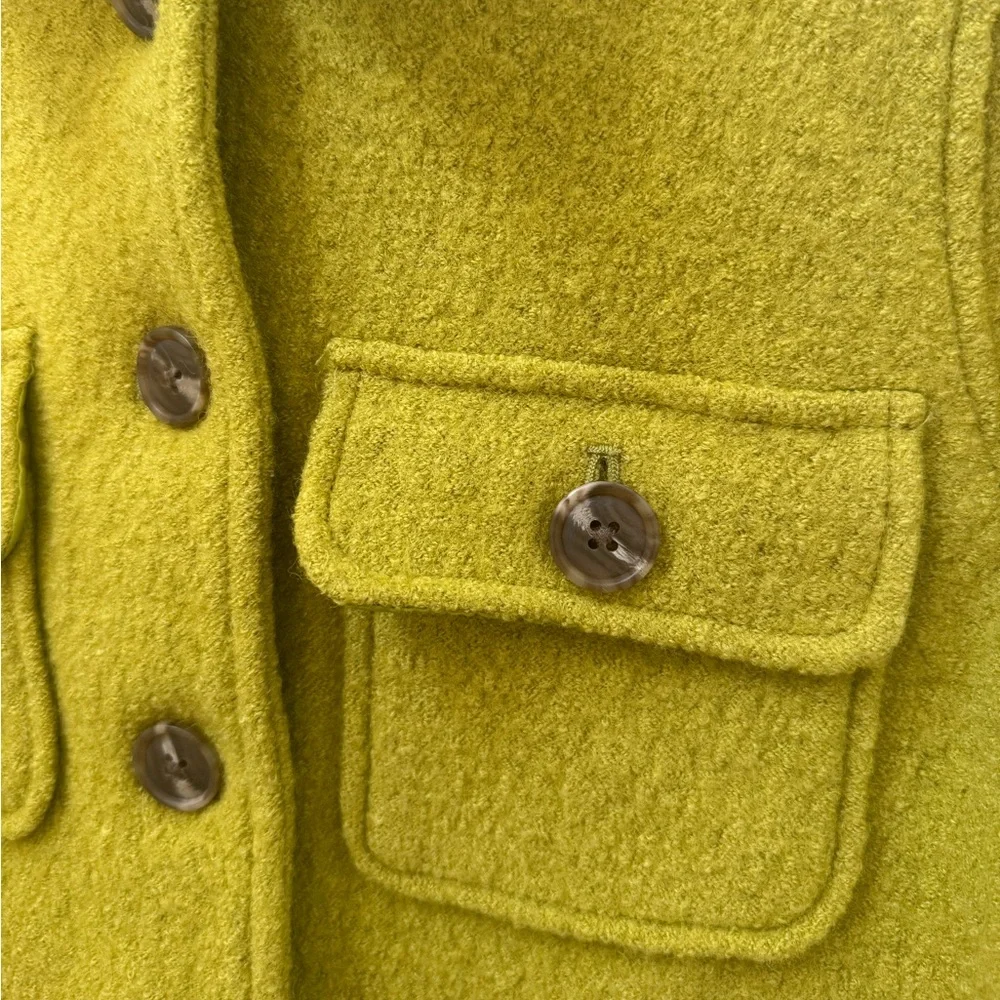 Joie Chartreuse Wool Blend Button Jacket - Picture 4 of 11